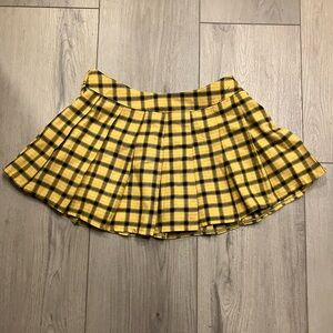 Dollskill Trickz N Treatz Clueless Yellow Plaid Pleated Mini Skirt